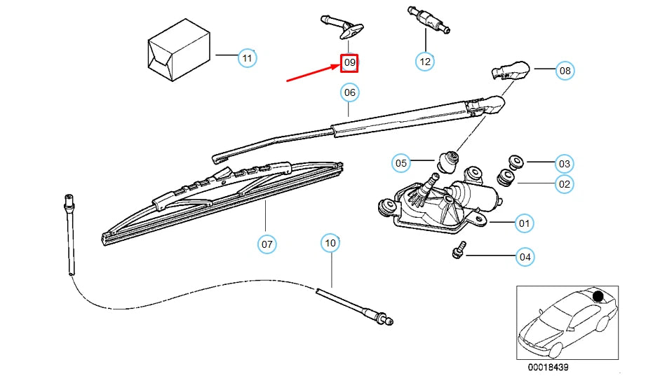 NEW BMW 3 E36 REAR WINDOW SPRAY NOZZLE 61688361639 ORIGINAL