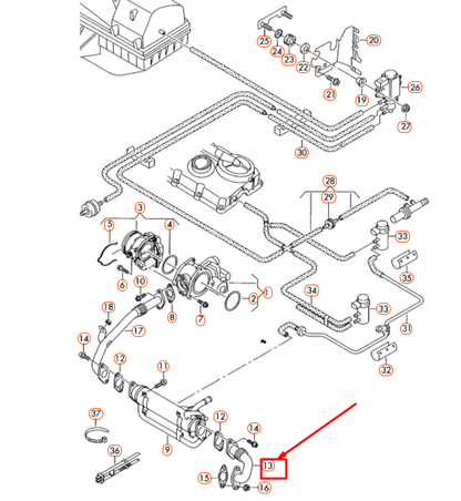 new audi a3 8p egr connecting pipe 03g131521am original