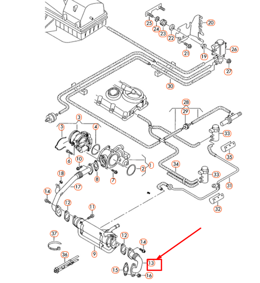 new audi a3 8p egr connecting pipe 03g131521am original