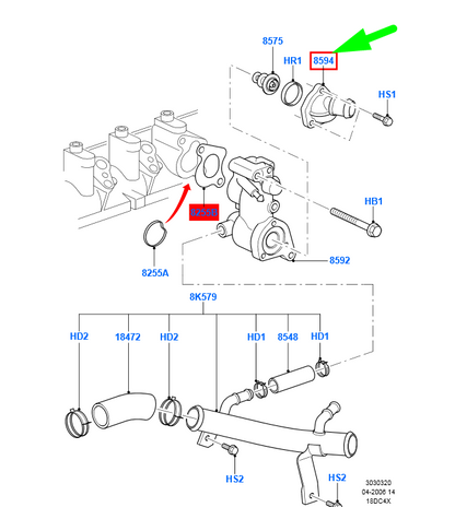 new ford c-max 1 water outlet connection 1148329 2s4q-8594-ab original