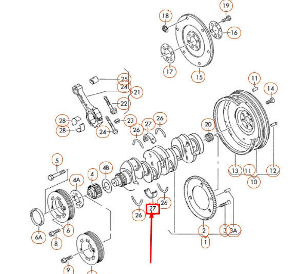 NEW AUDI A3 8P CRANKSHAFT LOWER YELLOW BEARING SHELL 06H105591JGLB ORIGINAL