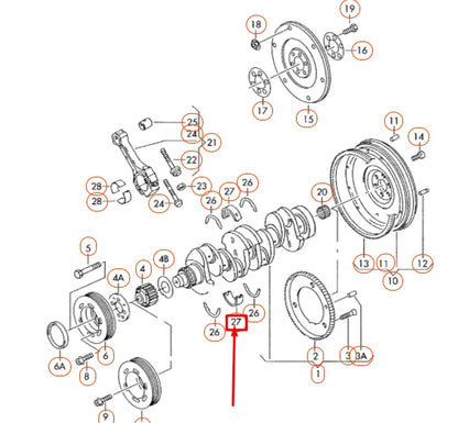 NEW AUDI A3 8P CRANKSHAFT LOWER YELLOW BEARING SHELL 06H105591JGLB ORIGINAL