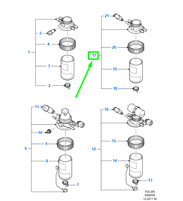 new ford transit mk4 fuel filter assy yc15-9155-ef 1708369 original