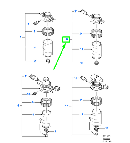 new ford transit mk4 fuel filter assy yc15-9155-ef 1708369 original
