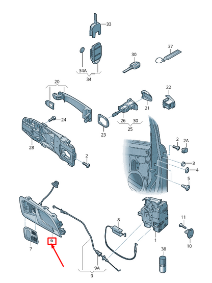 new skoda superb mk2 3t front left inner opening handle 3t0837221ryp original