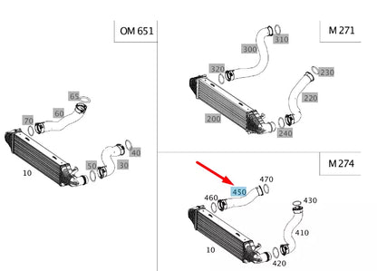 NEW MERCEDES-BENZ C W204 RIGHT SIDE INTERCOOLER HOSE A2045284682 ORIGINAL
