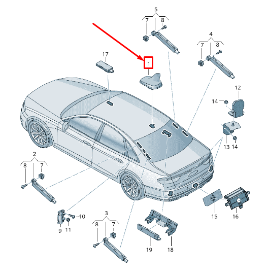 new audi a8 4n roof antenna 4n0035503aey9b original