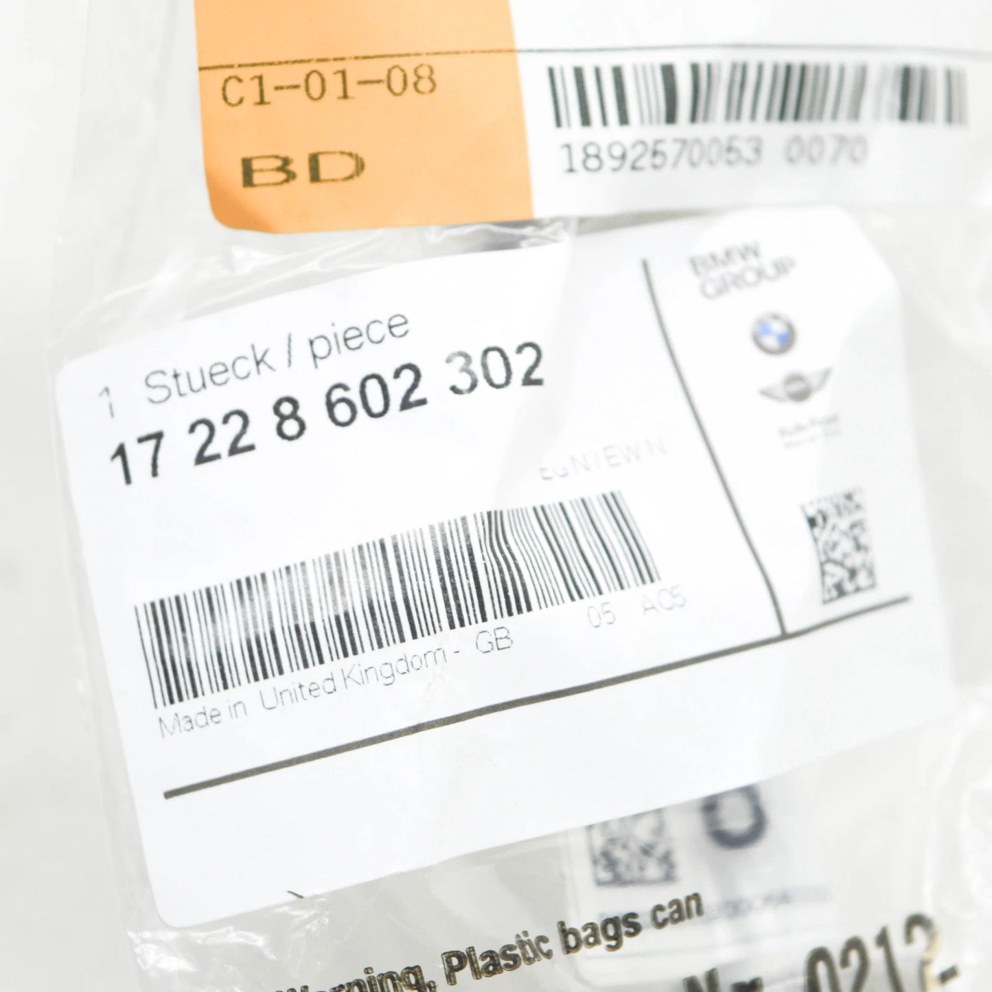 NEW BMW 5 G30 TRANSMISSION OIL COOLER FEED LINE 17228602302 ORIGINAL