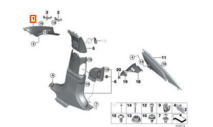 NEW BMW 7 G11 G12 FRONT RIGHT A PILLAR TRIM 51438062824 ORIGINAL