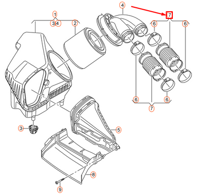 NEW AUDI A7 RS7 SPORTBACK AIR CLEANER INTAKE BOOT KIT 079129740H ORIGINAL