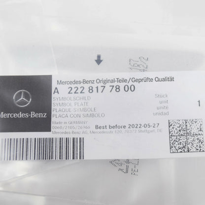 NEW MERCEDES-BENZ E W213 FRONT FENDER SYMBOL PLATE A2228177800 ORIGINAL