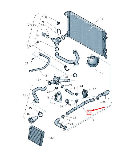 new vw golf vi 5k mk6 engine coolant overflow hose 1km122109c original