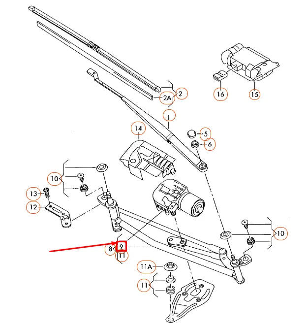 NEW VW PASSAT B6 FRONT WINDSCREEN WIPER BRACKET LINKAGE LHD 3C1955601 ORIGINAL