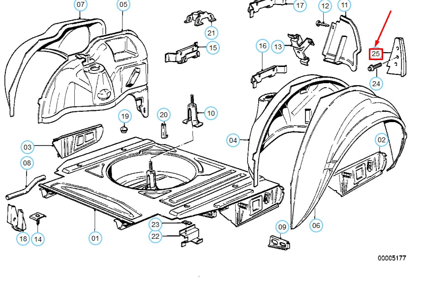 NEW BMW M3 E30 REAR RIGHT WHEEL HOUSING COVER 51711961930 ORIGINAL