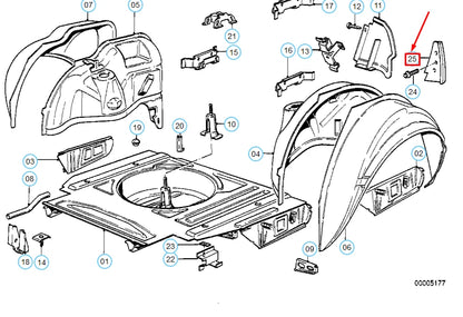 NEW BMW M3 E30 REAR RIGHT WHEEL HOUSING COVER 51711961930 ORIGINAL