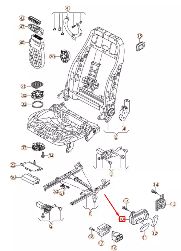 NEW AUDI A4 B8 FRONT RIGHT SEAT CONTROL SWITCH 8K0959748C ORIGINAL