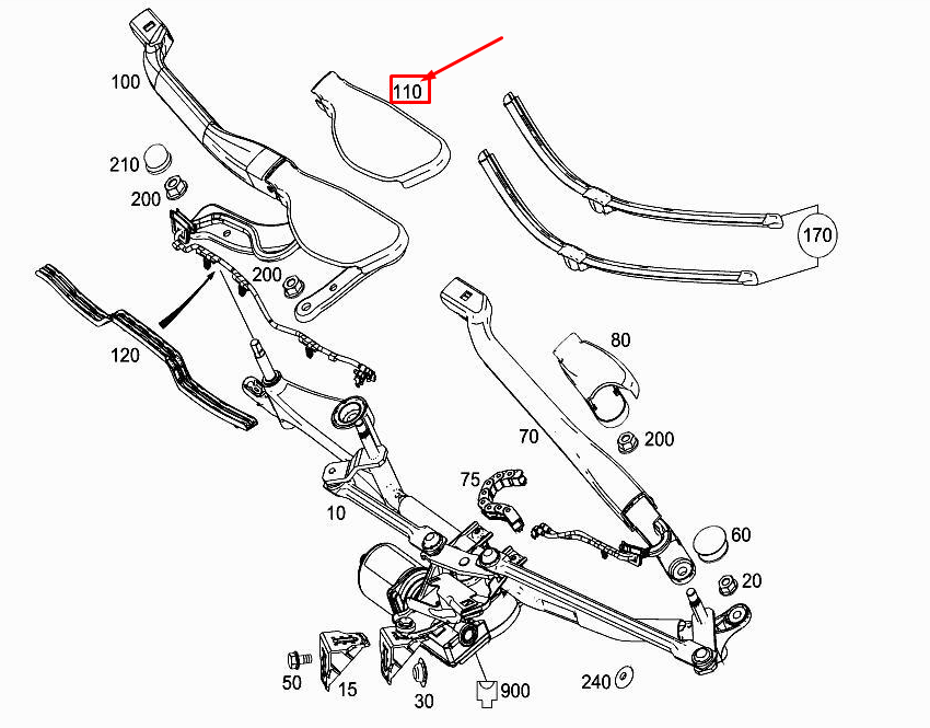 new mercedes-benz sl r231 front left wiper arm cover a2318240349 original