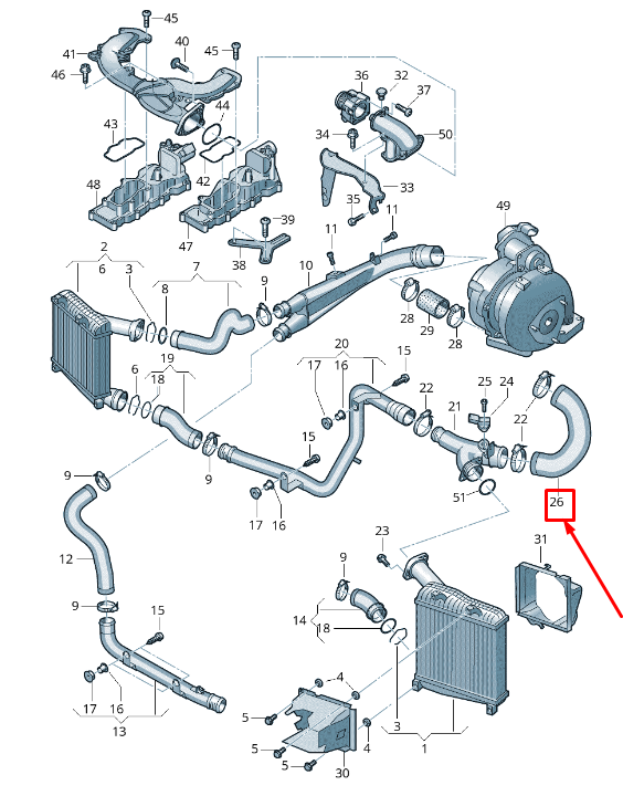 new audi q7 4l intercooler pressure hose 4l0145972b original