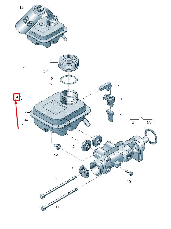 NEW AUDI A8 D3 4E BRAKE MASTER CYLINDER FLUID RESERVOIR 4E0611301A ORIGINAL