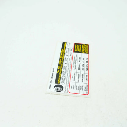 NEW AUDI A5 CABRIO 8W6 TYRE PRESSURE DATA PLATE 8W8010502CA ORIGINAL