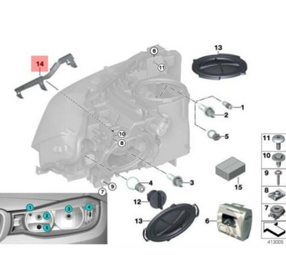 new bmw 3 f30 front left headlight mount bracket 63117400479 original