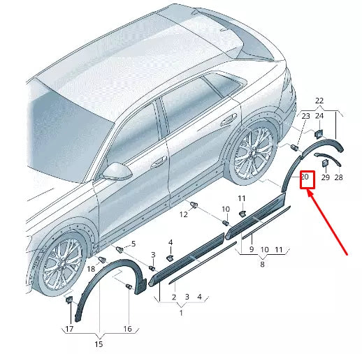 NEW AUDI Q8 4MN REAR LEFT DOOR WHEEL COVER 4M88548194W3 ORIGINAL