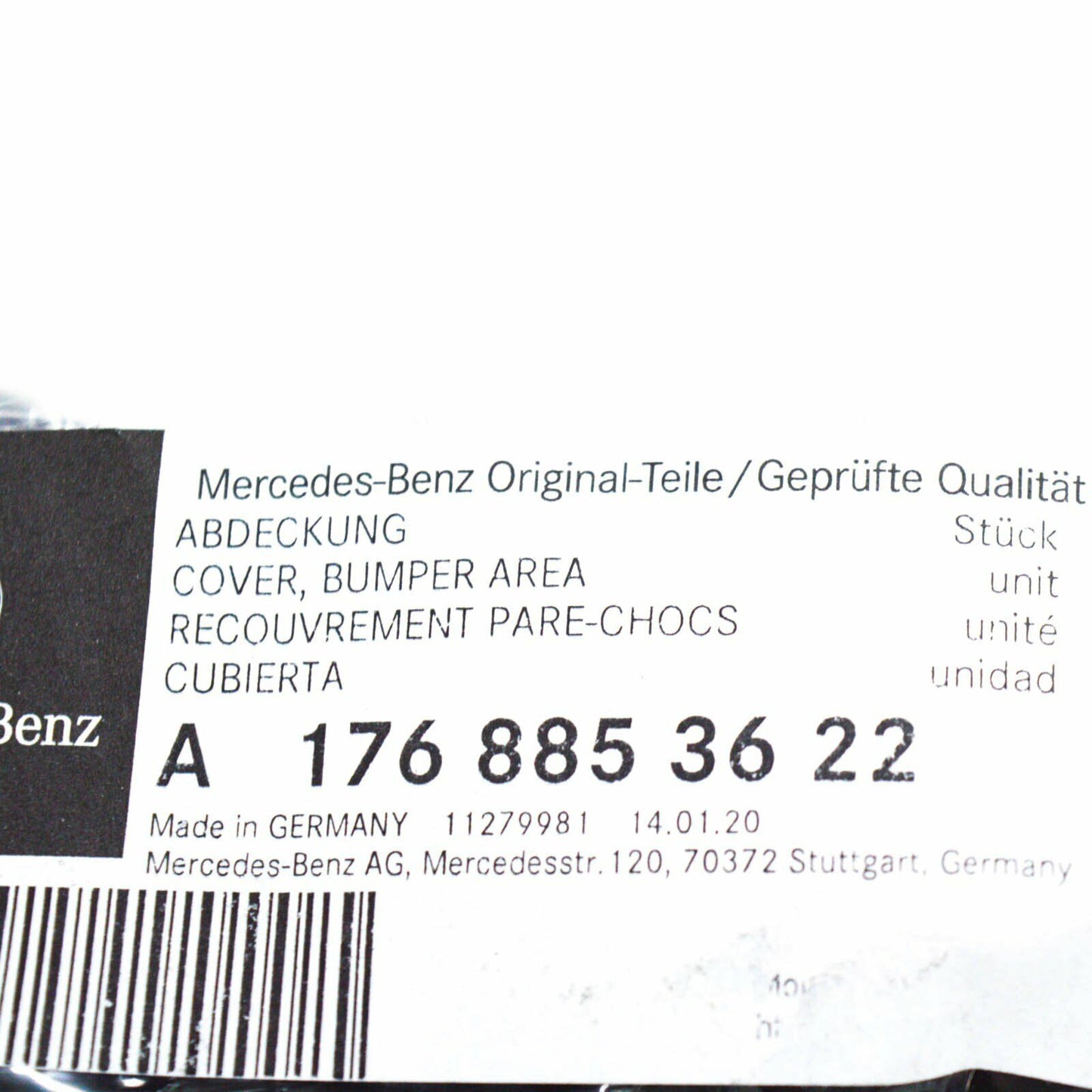 NEW MERCEDES-BENZ A W176 FRONT BUMPER RIGHT GRILLE COVER A1768853622 ORIGINAL