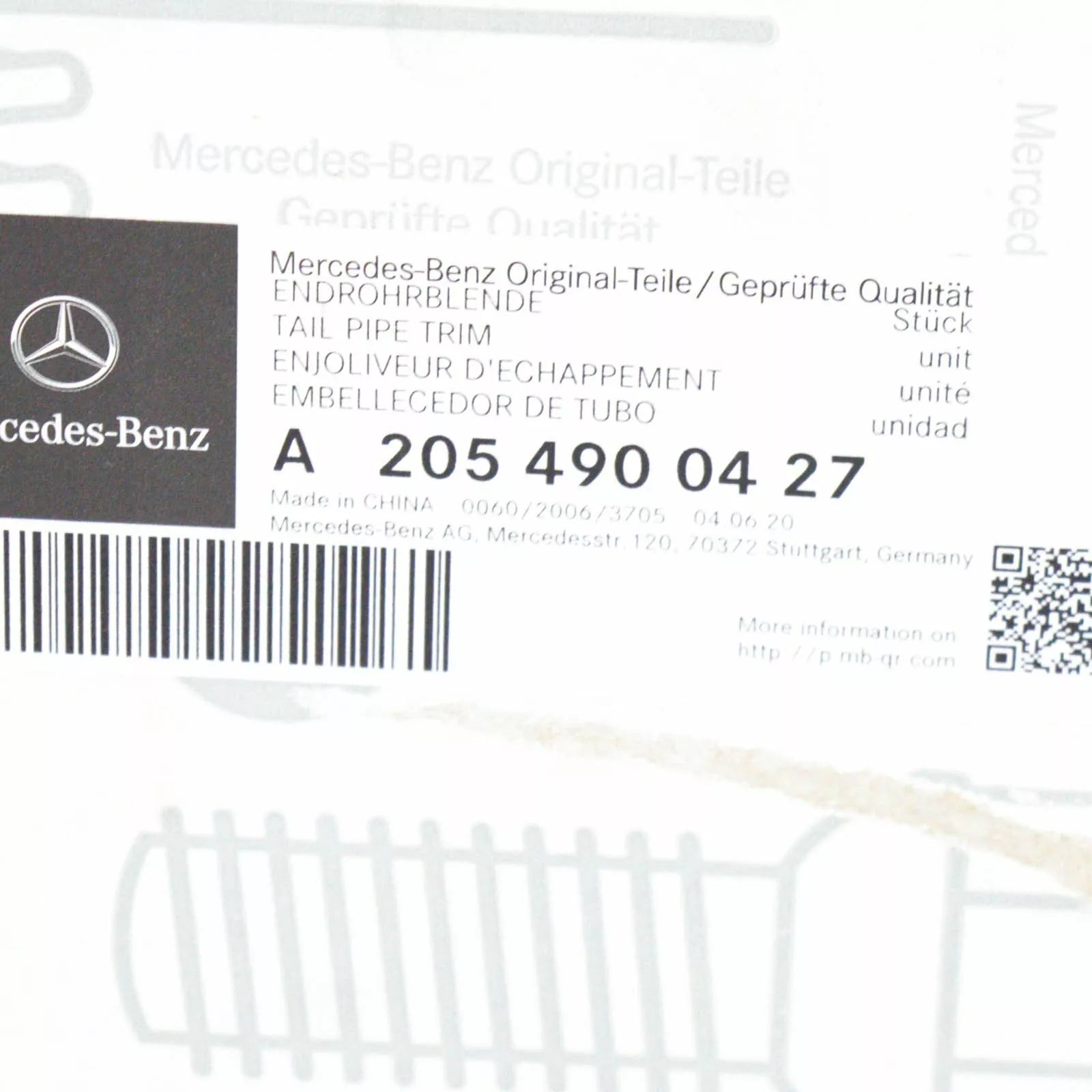 NEW MERCEDES-BENZ C-CLASS W205 LEFT AMG EXHAUST COVER A2054900427