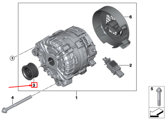 new bmw 5 touring g31 alternator pulley 12318643326 original