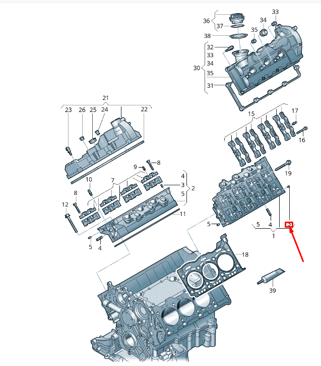 new vw touareg 7p mk2 cylinder head dowel sleeve 059103139a original