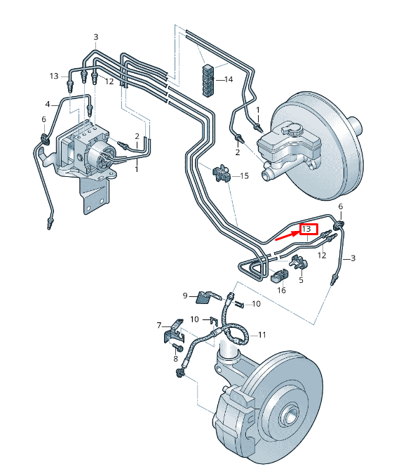 new vw t-roc a1 brake pipe from hydraulic to separation point 5q1614726p