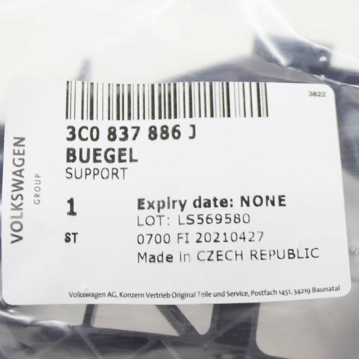 NEW VW PASSAT B6 FRONT RIGHT DOOR HANDLE MOUNTING BAR LHD 3C0837886J ORIGINAL