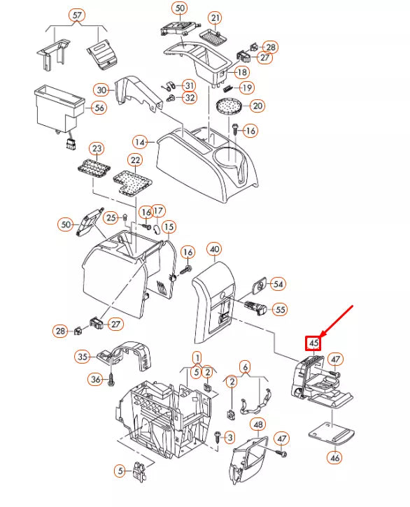NEW VOLKSWAGEN EOS CENTRE CONSOLE REAR CUP HOLDER 1K0862532G9B9 ORIGINAL