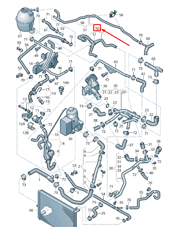 new vw amarok 2h coolant hose with coolant regulator 2h0122096ar original