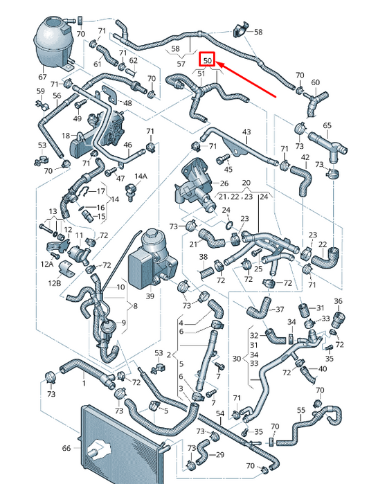 new vw amarok 2h coolant hose with coolant regulator 2h0122096ar original