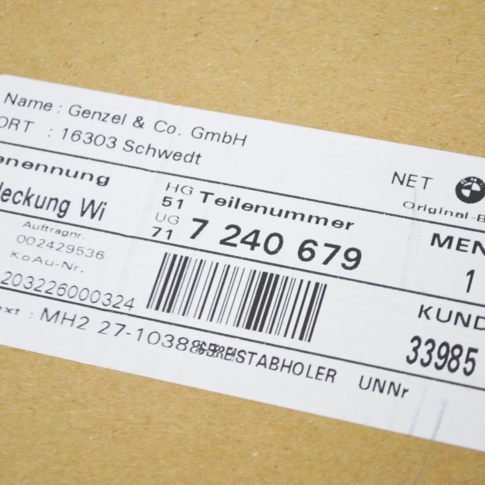 NEW BMW 2 COUPE F22, F87 FRONT WIPER COWL TRIM 51717240679 7240679 ORIGINAL