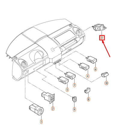 NEW VOLKSWAGEN BEETLE 9C DASHBOARD HAZARD BUTTON 1C0953235BB41
