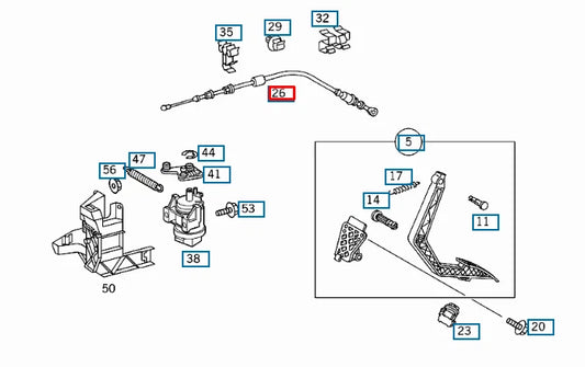 NEW MERCEDES BENZ ML W163 ACCELERATOR PEDAL CABLE LHD A1633010523