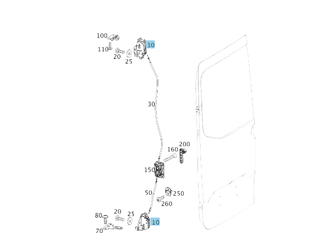 NEW MERCEDES-BENZ SPRINTER W910 REAR LEFT DOOR LOCK A9107400000 ORIGINAL