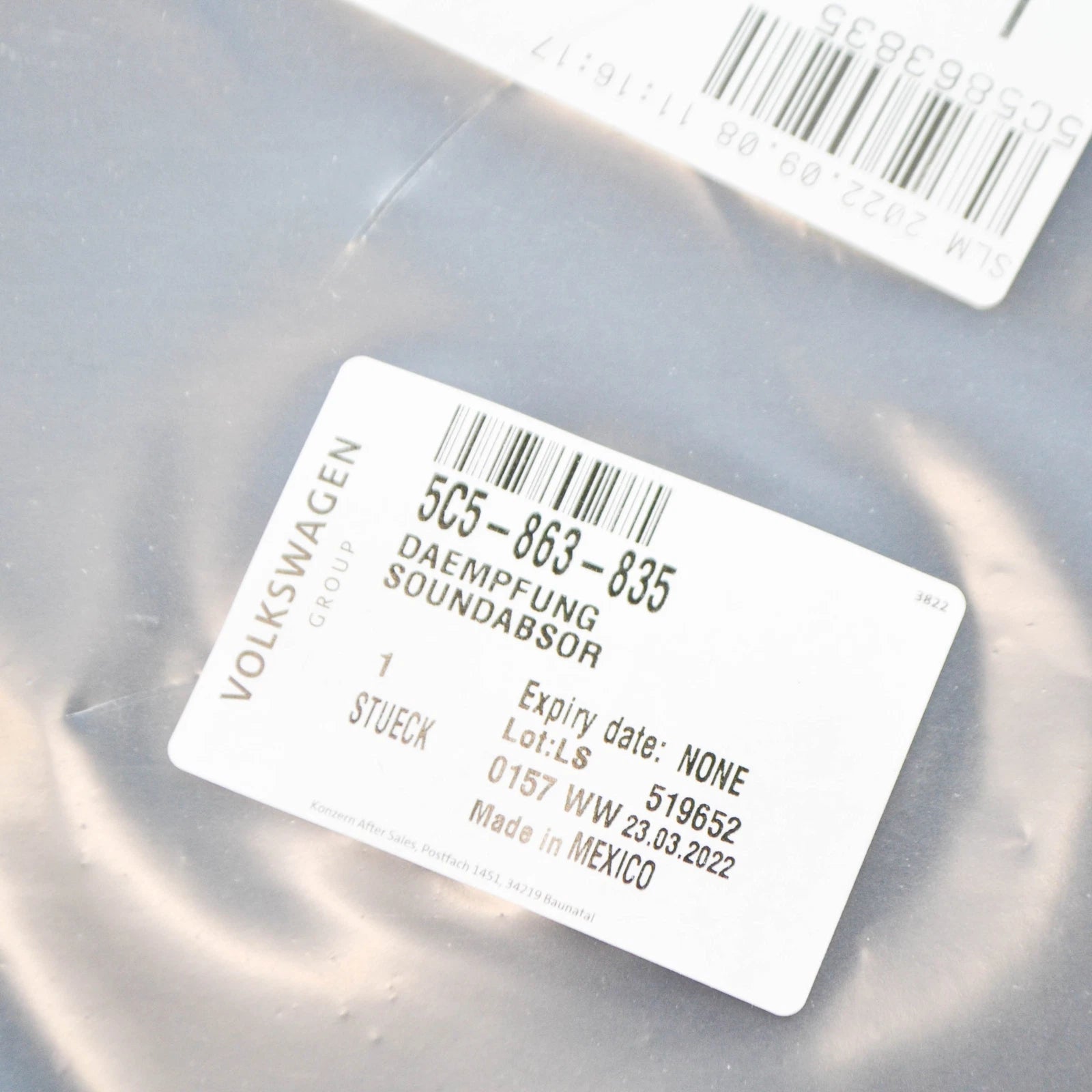 NEW VW BEETLE 5C FRONT HOOD INSULATION PAD 5C5863835 ORIGINAL