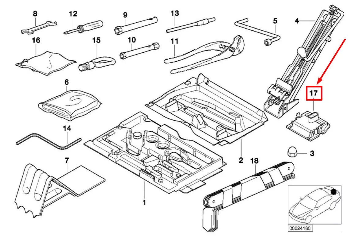 NEW BMW Z3 COUPE E36 SUPPORT LIFTING PLATFORM 51718398169 8398169 ORIGINAL