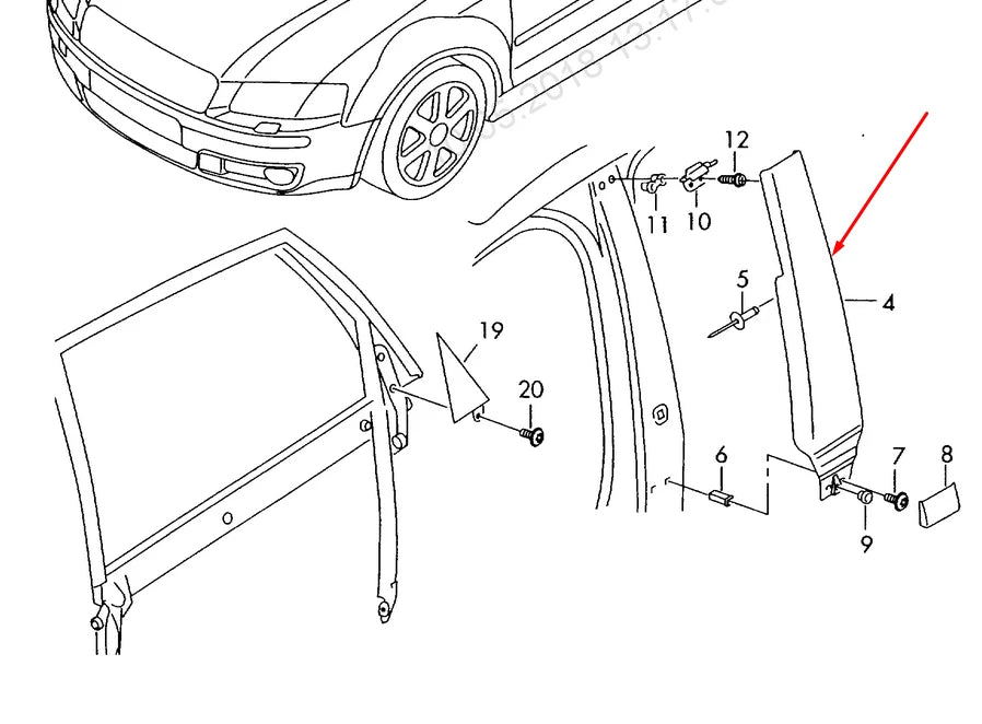 NEW AUDI A3 8P FRONT LEFT DOOR EXTERIOR B-PILLAR TRIM 8P48532891P9 2008
