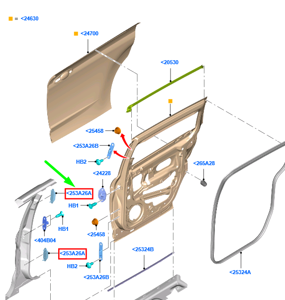 new ford grand c-max mk2 left female sliding side door wedge 1877866 original