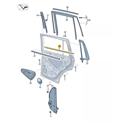 NEW VOLKSWAGEN TIGUAN AD1 REAR LEFT DOOR WINDOW MOLDING 5NN8394775AP