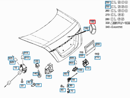 new mercedes-benz s coupe c216 rear trunk bootlid badge a2167580058 original
