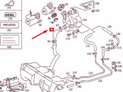 NEW MB C W202 EXPANSION TANK TO FILLER PIPE HOSE A2024767326 ORIGINAL