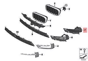 NEW BMW X5 F15 FRONT BUMPER BLACK CLOSED GRILLE LEFT 7307993 51117307993