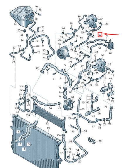 new audi q7 4l engine coolant hose 7l8121058a original