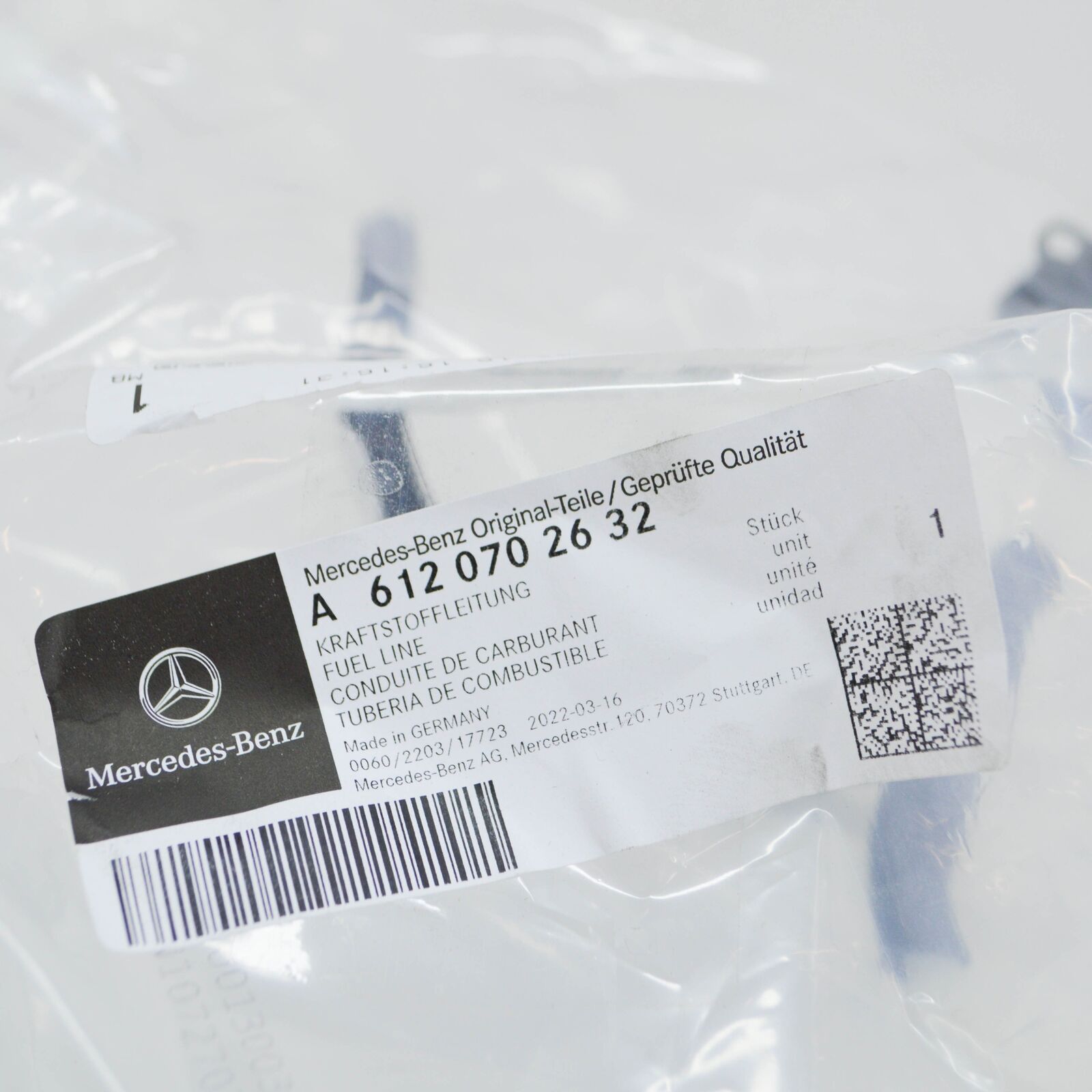 NEW MB SPRINTER W903 FEED PUMP FUEL PRESSURE SENSOR LINE A6120702632 ORIGINAL