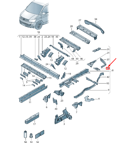 NEW VW TRANSPORTER VI T6 REAR LEFT CLOSING ELEMENT 7H0803717D ORIGINAL